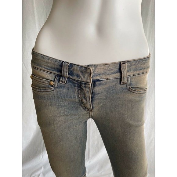 Balmain Women's Moto-style Distressed Low-Rise 36 - Picture 2 of 12